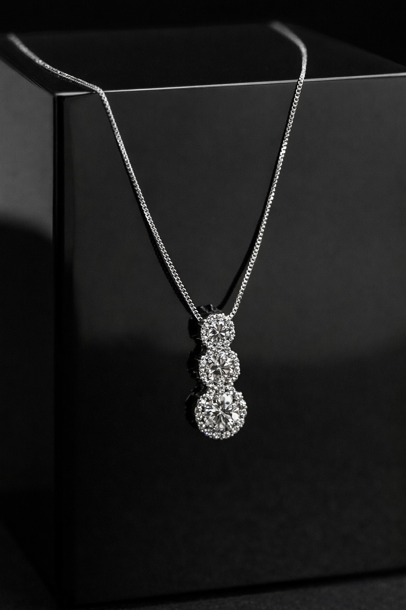 96D0DB7C-73F8-4150-8D1D-E816EC39F6D3 Collana trilogy Stellar in oro bianco e diamanti kt.1.51 - immagine 1