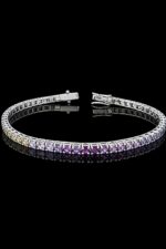 Bracciale tennis in oro bianco 18kt e zaffiri rainbow kt. 5.70