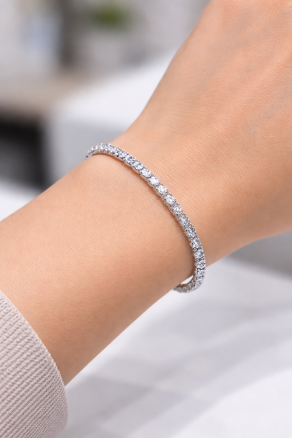 Bracciale Tennis, "Vip Luxury", in Acciaio 316L, con cristalli bianchi, mm3 - immagine 2