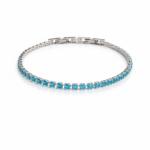Bracciale Tennis, "Vip Luxury", in Acciaio 316L, con cristalli celeste, mm3