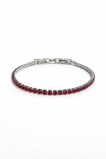 Bracciale Tennis, "Vip Luxury", in Acciaio 316L, con cristalli rosso, mm3
