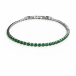 Bracciale Tennis, "Vip Luxury", in Acciaio 316L, con cristalli verdi, mm3