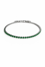 Bracciale Tennis, "Vip Luxury", in Acciaio 316L, con cristalli verdi, mm3